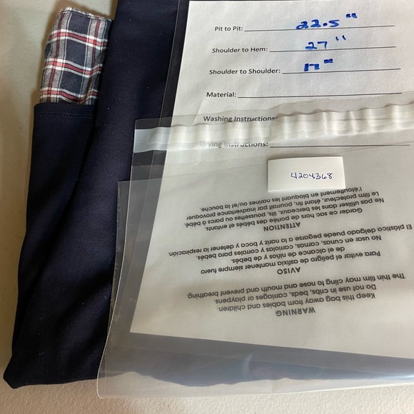 Loft Women’s Large Navy Blue Plaid Mixed Media Bell Cuff Lightweight Top - Picture 6 of 6